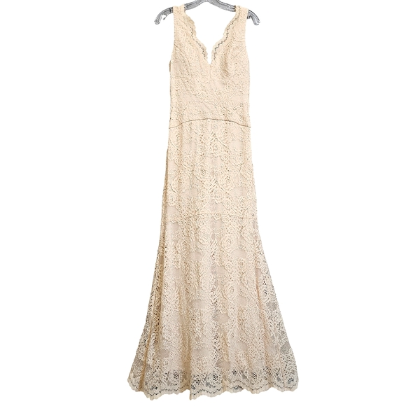 Nwt Nicole Miller Ny Blush Lace Sleeveless Evening Gown - Picture 3 of 17